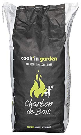 Cook’in Garden - Sack Holzkohle 40 L, Restaurantqualität, grobe FSC® 100% Kohle, ideal für Grill im Garten oder auf der Terrasse, leicht anzuzünden