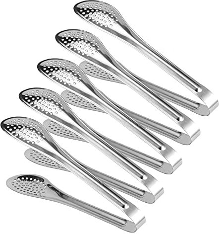 Tomotato Pinza per Alimenti, Ergonomic Design Stainless Steel Serving Tongs, 2 Sizes, 5 Pieces, for BBQ Buffet Party Family Gathering