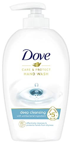 Dove Care & Protect Handseife pflegt und schützt mit antibakteriellen Inhaltsstoffen und 5 Feuchtigkeitscremes, 250 ml