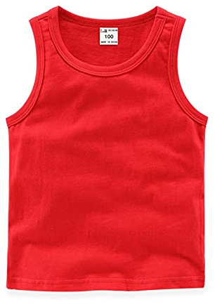 WSLCN Camiseta de tirantes de algodón Comfort para niños y niñas Tank Tops básicos, color liso, camiseta de verano