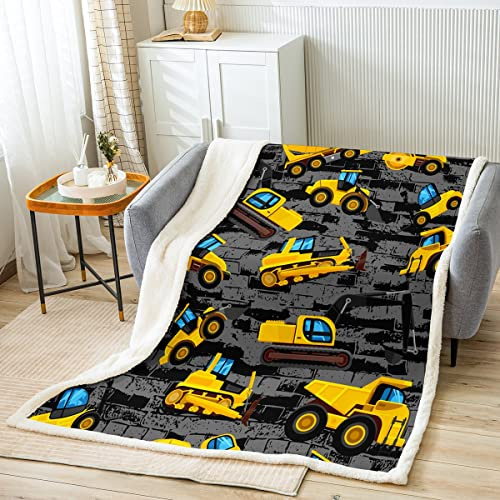 Homewish Dessin animé Pelleteuse Couverture Enfants Garçons Filles Béton Tracteur Couverture Moelleuse 130x150