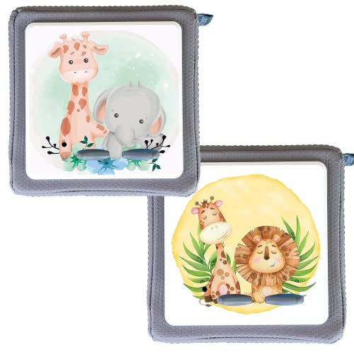 MeinBaby123® Schutzfolie kompatibel mit Toniebox 2er Set | Schutzcover selbstklebend | Premium Qualität | Folie Sticker I Toniebox Zubehör (2er Set Giraffe, Tiger & Giraffe Elefant)