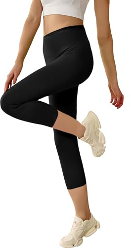 Geyuwoz 3/4 leggings med hög midja dam, leggings dam sportleggings dam hög midja leggings fitness yogabyxor magkontroll matt elastiska mjuka leggings sommarleggings dam