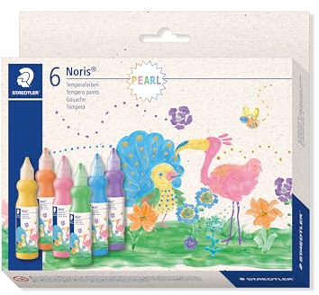 STAEDTLER 8853 Temperafarben Metallic, Karton-Faltschachtel mit 6 Flaschen in sortierten Metallic-Farben, 8853M C6