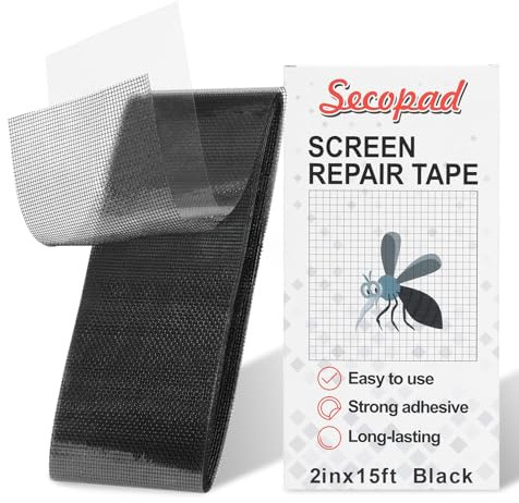 Secopad Nastro Adesivo per Zanzariere, 50 mm x 4,5 m Nastro Riparazione per Zanzariere, Nastro in Fibra di Vetro per Zanzariere Ripara, Ripara Zanzariera Rapidamente, Nero