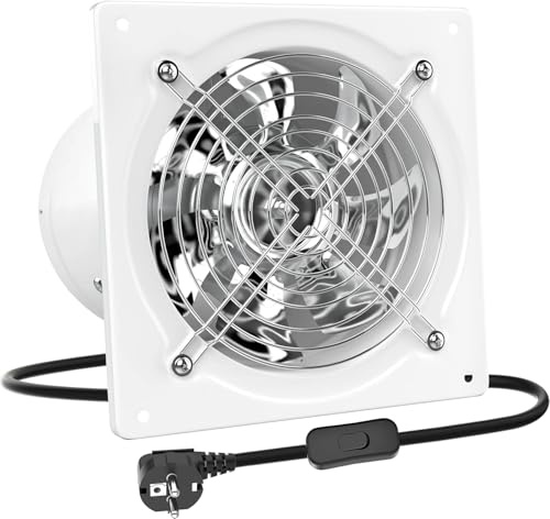HG Power Abluftventilator 250 mm, Badlüfter 1680 m³/h mit Rücklaufklappe Leistungsstarke Metall Wandventilator mit EU-Stecker für Küche Badezimmer Werkstatt Garage Untergeschoss, Weiß