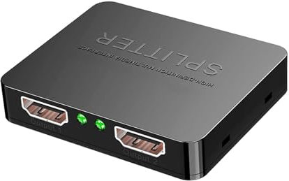 Humkopnl DisplayPort Video Splitter - 1 in 2 out, Supports 4K UHD, Compatible with Television, Projector, Monitor