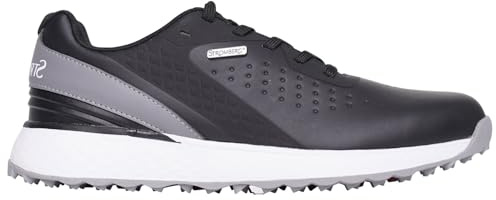 Stromberg Vector Mens Waterproof Golf Shoes – Spikeless Golf Trainers with Microfibre PU Upper, EVA Midsole & Multi-Directional Grip, Lightweight Golf Footwear - Black/UK 10