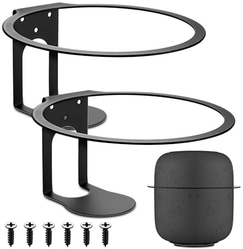 Supporto da Parete per Homepod 2, Supporto a Parete per HomePod, Staffa Supporto a Muro in Metallo per HomePod 2, Staffa per Altoparlante Salvaspazio, Supporto per Audio Intelligente Rotondo (Nero)