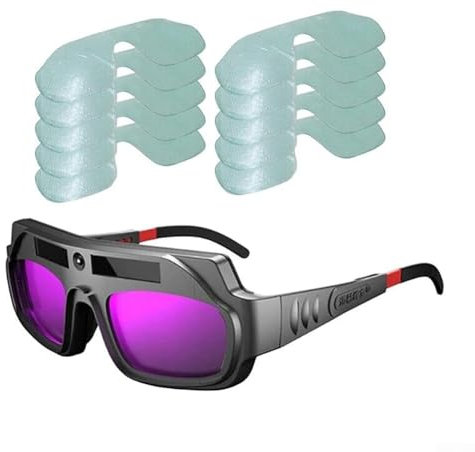 HpLive Lunettes de soudeur à assombrissement automatique, résistantes aux rayures, lunettes de protection pour découpe plasma, alimentation solaire, longueur réglable, lunettes pour les yeux
