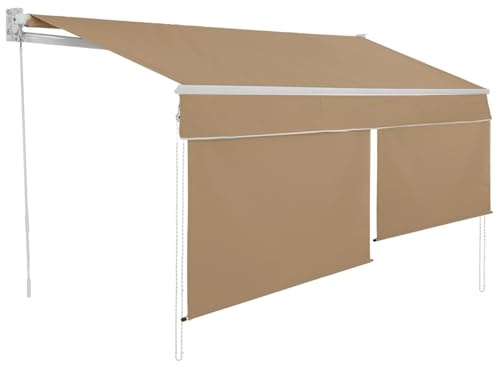 IDMarket - Tenda manuale 4x3 m taupe lambrequin H.1,50 m