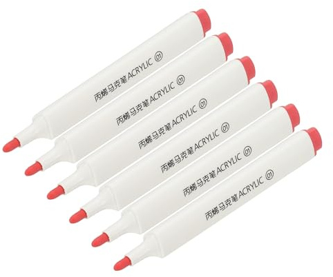 PATIKIL Acrylic Paint Marker Pens, 6Pcs Bold Tip Paint Pen Waterproof Water Based for Rock Painting Wood DIY Craft Glass Ceramic Canvas, Red