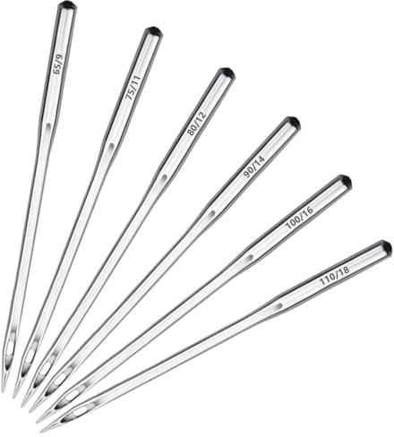 100 Pcs Sewing Machine Needles, Universal Heavy Duty 65/9 75/11 80/12 90/14 100/16 110/18 Machine Needles for Janome Brother Singer Home Sewing Machines Accessories