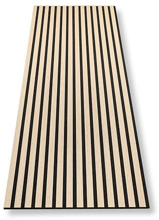 HAGEFOL® Akustikpaneele selbstklebend 240x56 cm, Farbe: Eiche, Wandpaneele Holz Optik Wanddeko, 3D Lamellenwand Schallschutzplatte aus Holzfurnier auf Akustik Filz (2 Stück, 240x28cm im Paket)