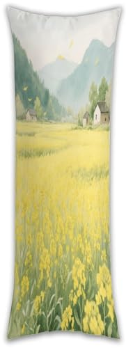 Body Pillow Pillowcase with Zipper Pillow Protector Rapeseed Sea Pillowcase Pillows Not Included