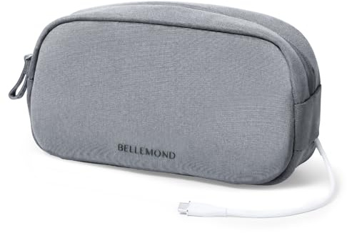 BELLEMOND Totono+」 Bolsa organizadora de cables | Estuche organizador de electrónica de viaje para cables y cargadores | Ranura oculta para AirTag y paso de cables | Diseñado en Japón | 3 colores