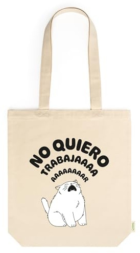 El Kraken Bolsa de Tela Tote Bag algodón orgánico grueso con mensaje gracioso, diseño original divertido, shopping de hombro 38x42 cm, fuelle, asas largas, tejido resistente 10 kg (Trabajar v2)
