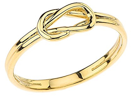 Claddagh Rings - Anello moderno in oro giallo 10 carati con nodo d'amore di Ercole (misura 10)