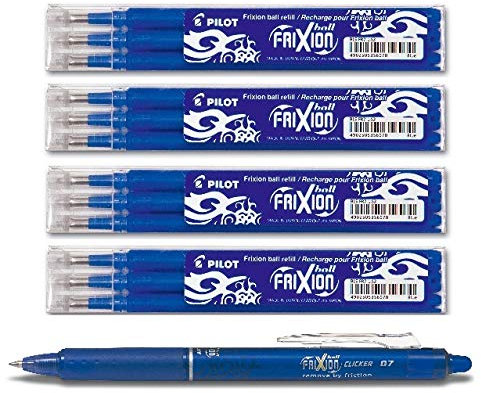 Pilot FriXion Ball Tintenroller 0,7 Ersatzminen Nachfüllminen (12+1 Set, Blau)