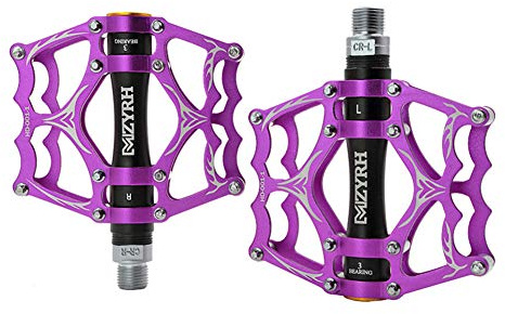 Flat Pedals New Aluminum Antiskid Durable Mountain Bike Pedals Aluminum Alloy Bearings Bicycle Platform Flat Pedals For Road Bike Folding Bike purple+black,free size