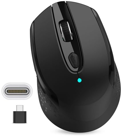 RaceGT USB C Wireless Mouse, Type C Silent Mouse for MacBook Air/Pro, 2.4G Cordless Computer Mice with 6 Buttons and 3 Adjustable DPI for Mac, Laptop, Desktop, PC