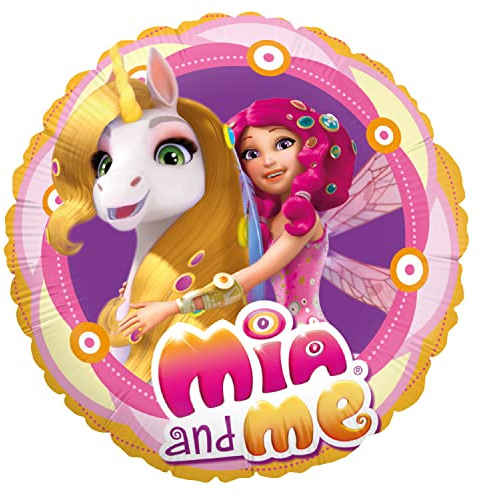 Party Factory 'Mia & Me' folieballong, Ø 45 cm, färgglad, guld, enhörning onchao, cenopia heliumballong för flickans födelsedag