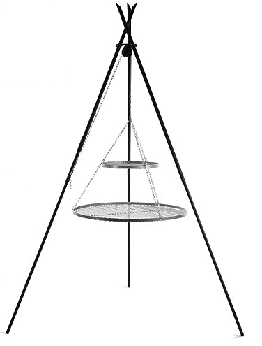 Schwenkgrill „Tipi“ 210 cm mit Doppelrost aus Edelstahl 70 cm + 40 cm Grill Dreibein Grillständer CookKing