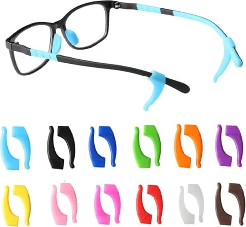 OPUGIT 12 Color Anti-Slip Glasses Ear Hook, Soft Silicone Sleeve Ear Grips for Kids and Adult, Comfortable Holder Eyewear Retainer for Glasses Sunglasses,M