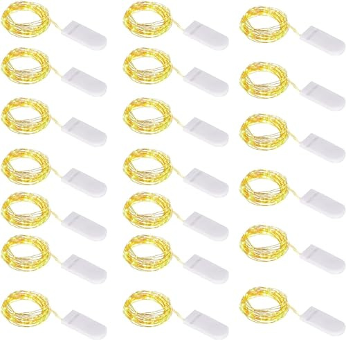 ZWOOS Cadena de Luces con Pilas, 1M 10 LED Alambre de Cobre Guirnalda Luces Interior Guirnalda Luminosa Decoración para Mesa Jardín Boda Fiesta Navidad, Blanco Cálido (20)