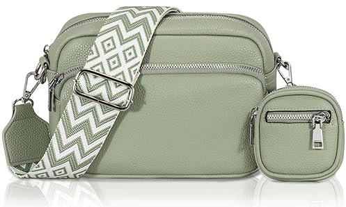 GASSDA Crossbody Bag Damen Kleine Umhängetasche Damen Breiter Gurt PU Leder Handtasche mit Abnehmbarem Schultergurt