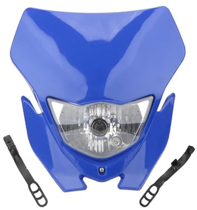 Faros Delanteros para Moto Bombilla Tipo H4, Faro Universal para Motocicleta, Faro Supermotor para Motocross Moto Faro Delantero(Azul)