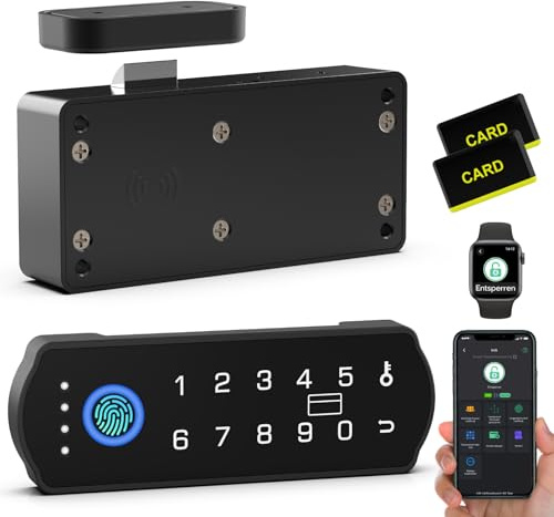 Eseesmart Fingerabdruck Schloss, Smart Schrankschloss mit RFID NFC, Bluetooth Elektronisches Schubladenschloss Möbelschloss mit Kindersicherung Schrank Schublade Kasten Schließfächer Aktenschrank