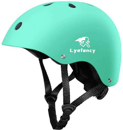 Lyefancy Casco da bici per bambini, per bambini da 2 a 13 anni, regolabile, per ciclismo, scooter, pattinaggio (verde menta, S)