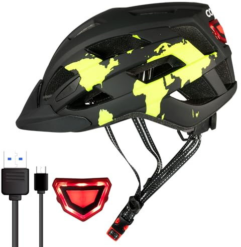 COOZi Kids Cycling Helmet with USB Rechargeable LED Light – Kids Mountain Bike Helmet for Men & Women, Safe Ride Road Cycle Helmet Light for Scooter, E-Bike and Bicycle (54–58cm)