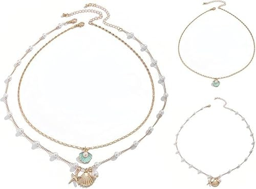 FAINCA Skalkedja för kvinnor Gioielli da Surfer Shell-Choker Halsband Boho Kedja för Kvinnor för Sommar, Strand, Surfare, Presenthalsband, Sommar och Strand
