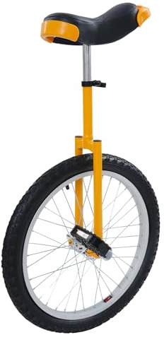 TENNIEX Monociclo de rueda de 20 pulgadas, altura ajustable, bicicleta de una rueda con rodamiento silencioso para adultos y niños, ejercicios de ciclismo, equilibrio, color amarillo