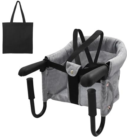 Surplex Asiento plegable con gancho para bebé, silla de mesa rápida, cojín de asiento extraíble para niños, sillas de comedor portátiles y plegables, silla alta de mesa fácil de enganchar para viajes