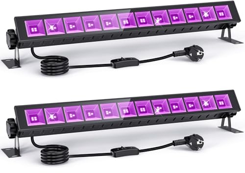 MEEKBOS Luz Negra UV 45W, Barras LED de UV 395NM para Fiesta Fluorescente, Pintura Corporal, Halloween, Carteles Neón, Decoración de Cumpleaños, IP66 Impermeable(Paquete de 2)