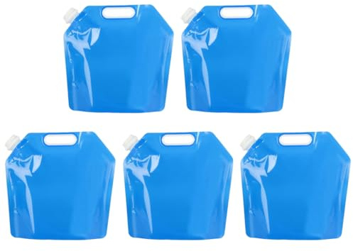 Anlising Sac D'eau Pliable avec Couvercle, 5PCS Bidon à Eau Pliable avec Couvercle 10L, Sac D'eau Pliable pour Camping, Réutilisables Eau Potable Conteneur, pour Sport, Camping, Randonnée, Pique-Nique