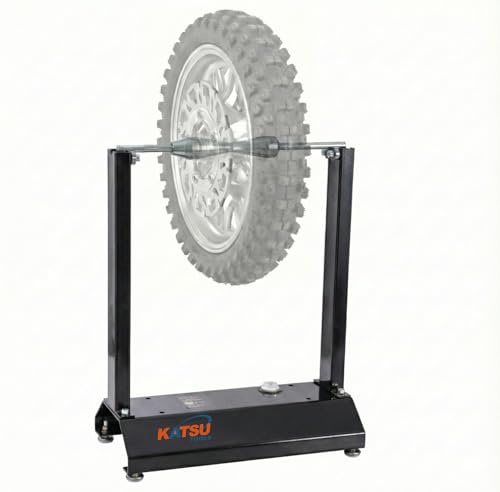 KATSU Tools Equilibrador de ruedas de motocicleta, conos de centrado ajustables, soporte de equilibrio portátil para mantenimiento de neumáticos de llanta de motocicleta y bicicleta, modelo 451333