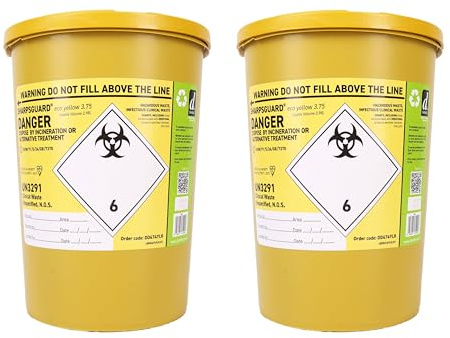2x Biohazard Sharps Large Medical Bins 4 Litre Boxes