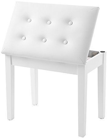 SONGMICS Wooden Piano Bench with Padded Cushion and Storage Compartment