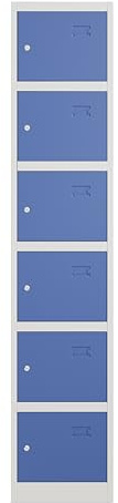 Racking Solutions. Single Door Metal Storage Lockers, Blue & Grey Steel Lockable Unit, Staff Gym School Changing 1850mm H x 380mm W x 450mm D (6 Door Locker)