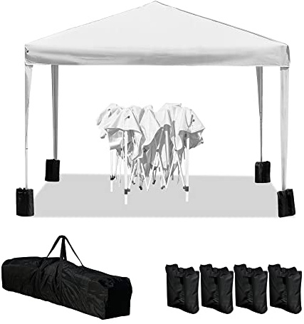 Baroni Home Gazebo da Giardino 3x3 m con 4 sacchi peso e Sacca di Trasporto, Tenda da esterno per eventi, feste e uso commerciale, Impermeabile, Pieghevole, Bianca