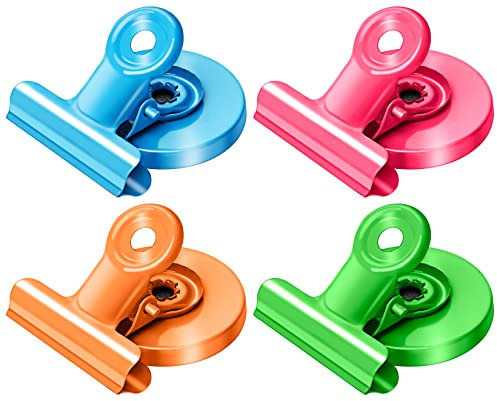 Artcut 4 Pack Magnetic Clips, Scratch-Resistant Fridge Magnets, Colorful Whiteboard Magnets, Magnets for Whiteboard, Strong Magnets, Notice Board Magnets Perfect for Kitchen, Home, Office, School