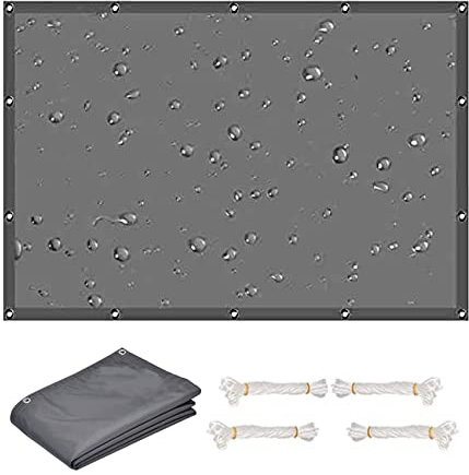 Wasserdicht Sonnenschutz 4 x 4.5 m Sonnenschutz 98% UV Schutz Sonnenschutzdach Segeltuch Pergola mit Ösen und Befestigungsseile für Balkon Garten Terrasse, Dunkelgrau