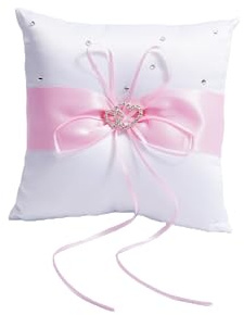 QIRMIZI Cuscino per anelli, con perle, supporto per anelli, per matrimoni in spiaggia, cerimonia nuziale, proposta, rosa
