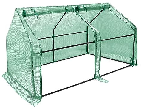 UISEBRT Serra da Giardino Serra per Pomodori, 180 x 90 x 90 cm, con pellicola protettiva impermeabile, 2 porte arrotolabili, serra per giardino, balcone, verde