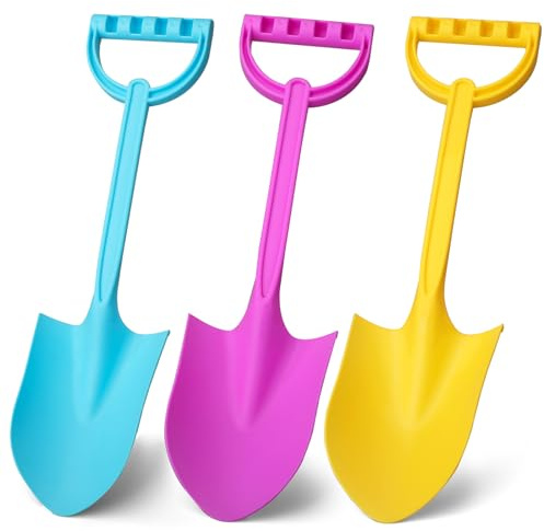 Beach Sand Shovels Toys, 16 Inch Heavy Duty Plastic Sand Spade Shovel for Kids Adults, Beach Sand Toy for Sandbox,Outdoor, Snow Scoop, Planting, Digging, Gardening, Summer Vacation 3 Pack
