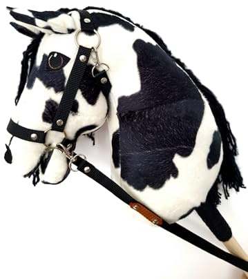 Hobby Horse Hobbyhäst stor A3 (häst på en pinne) (svart och vit)